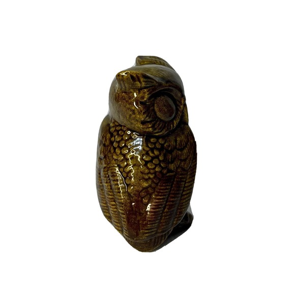Vintage Mid Century Modern Owl Collection Figurines Set Three Brown & Yellow - Picture 10 of 16